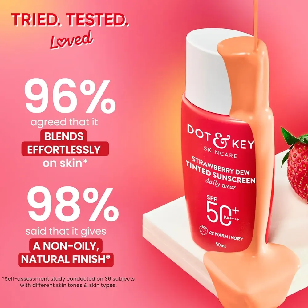 Dot & Key Strawberry Dew Tinted Sunscreen Spf 50+ (50ml)- Warm Honey6.webp