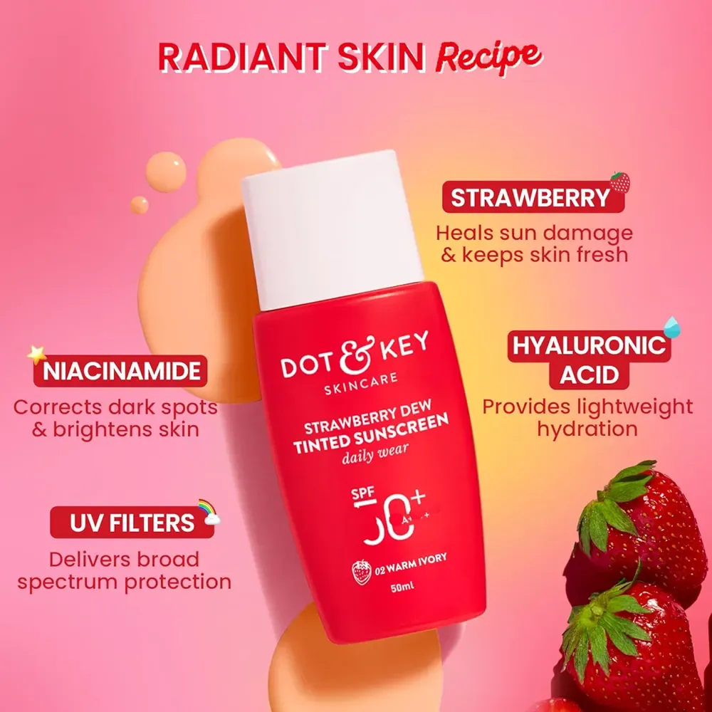 Dot & Key Strawberry Dew Tinted Sunscreen Spf 50+ (50ml)- Warm Honey3.webp