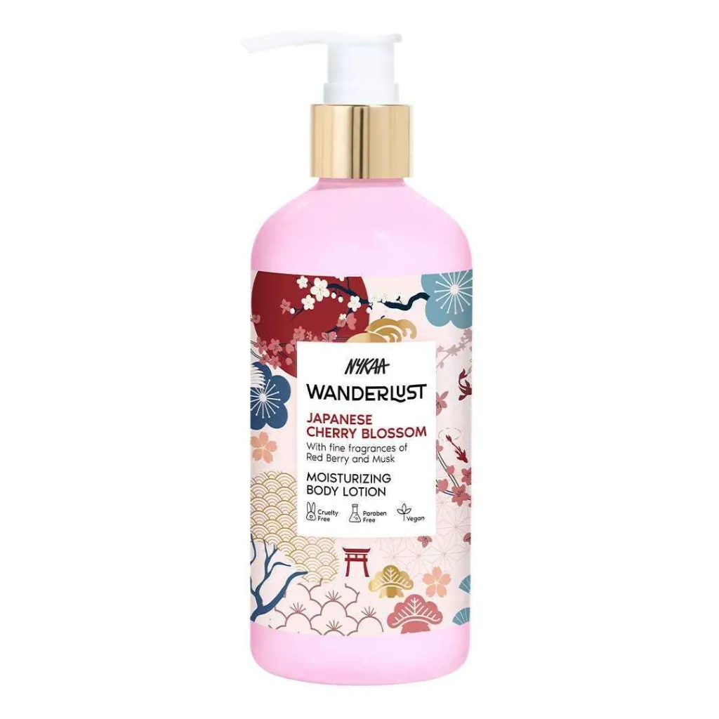 Nykaa Wanderlust Body Lotion - Japanese Cherry Blossom Perfume - Sakura Floral Red Berry & Orchid (250ml)5.webp